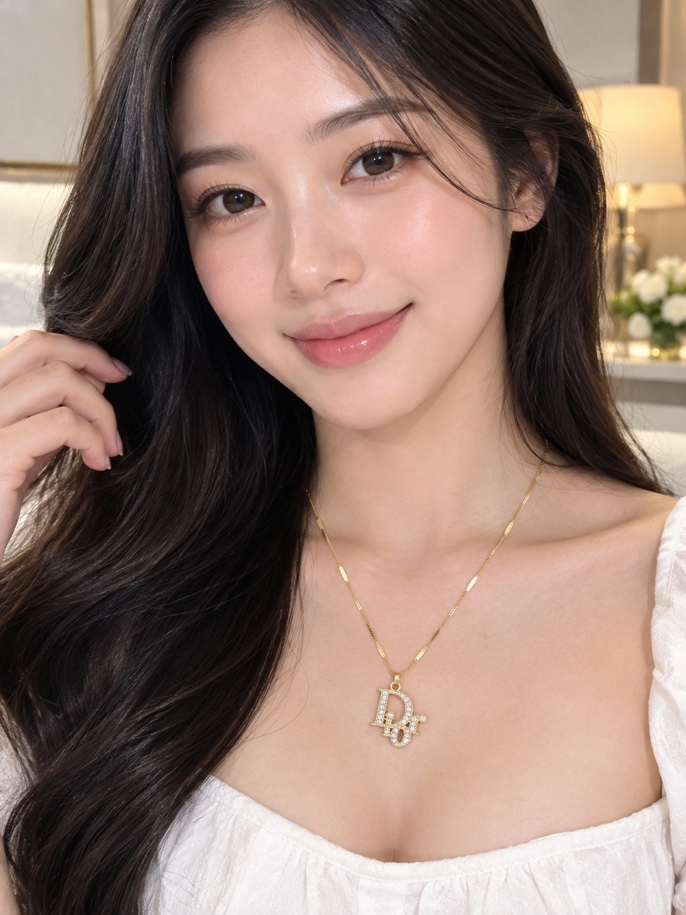 Dior Gold Initial D Pendant Necklace with Crystal Accents
